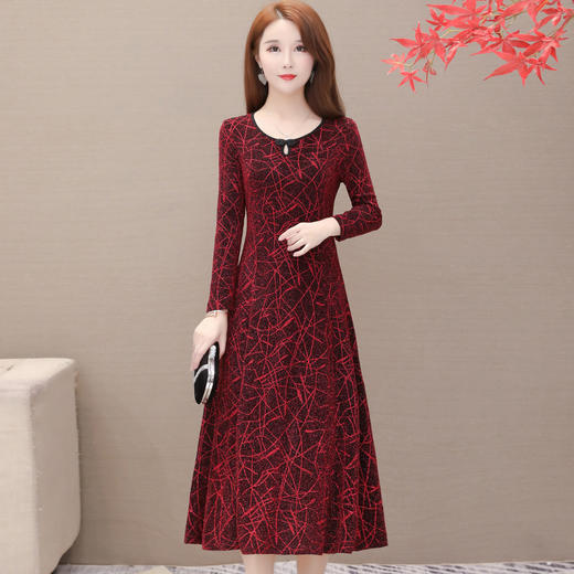 YWE  C217印花长袖过膝中长款连衣裙【优】 商品图3