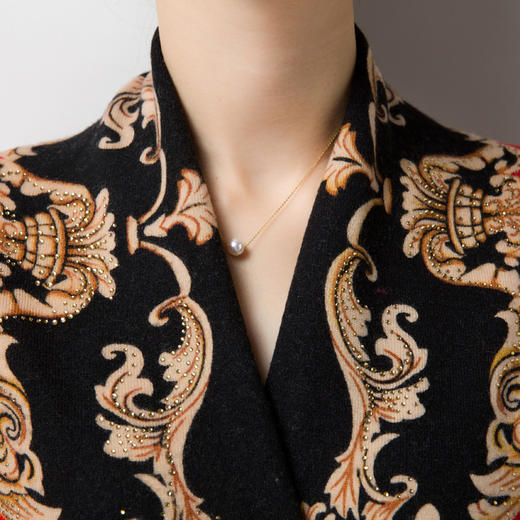 长袖V领印花羊毛衫妈妈装打底衫WY-98578 商品图2