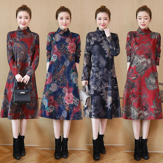 HT-9987新款秋装长袖高领呢子打底裙毛呢连衣裙  XCX 商品图1