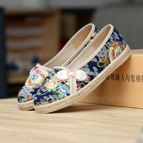 【买麻鞋，雅路人】防脚臭，春夏款雅路人手工千层底布鞋亚麻底民族风女鞋千层底布鞋女YQ-02