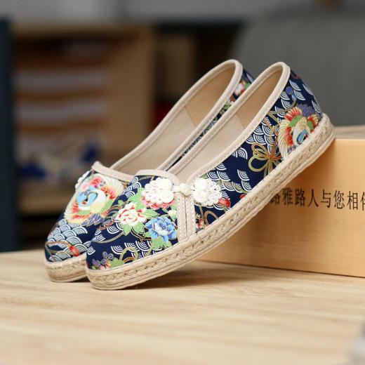 【买麻鞋，雅路人】防脚臭，春夏款雅路人手工千层底布鞋亚麻底民族风女鞋千层底布鞋女YQ-02 商品图0