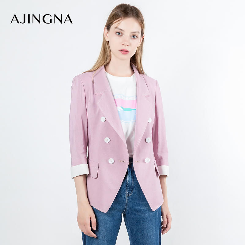 【积分兑换】阿菁娜休闲百搭修身七分袖短款西装外套A23Q108023