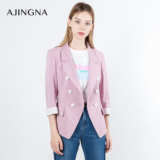 【积分兑换】阿菁娜休闲百搭修身七分袖短款西装外套A23Q108023 商品图0