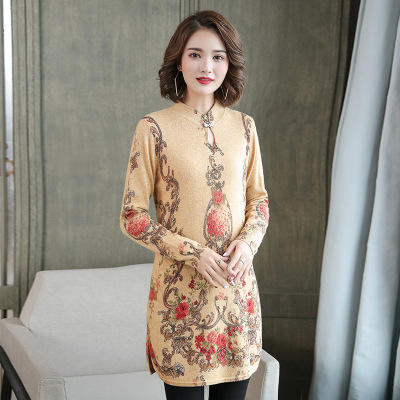 EEED6968F6羊毛衫印花旗袍长款毛衣裙女装 商品图4