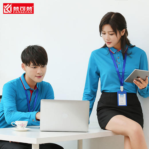 梵可梵长袖POLO衫翻领T恤定制工作服同学聚会餐饮文化衫印字刺绣 商品图3