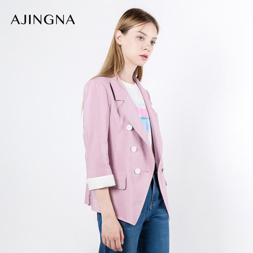 【积分兑换】阿菁娜休闲百搭修身七分袖短款西装外套A23Q108023 商品图1