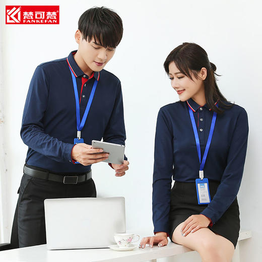 梵可梵长袖POLO衫翻领T恤定制工作服同学聚会餐饮文化衫印字刺绣 商品图2