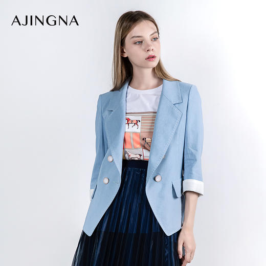 【积分兑换】阿菁娜休闲百搭修身七分袖短款西装外套A23Q108023 商品图2