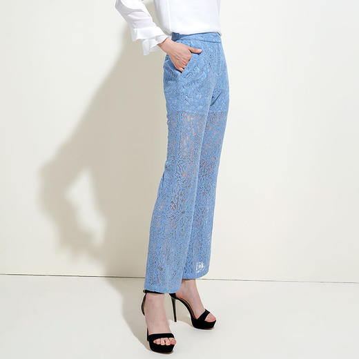 EITIE爱特爱女装夏季显瘦透气蕾丝钩花阔腿直筒休闲裤夏5905616 商品图2