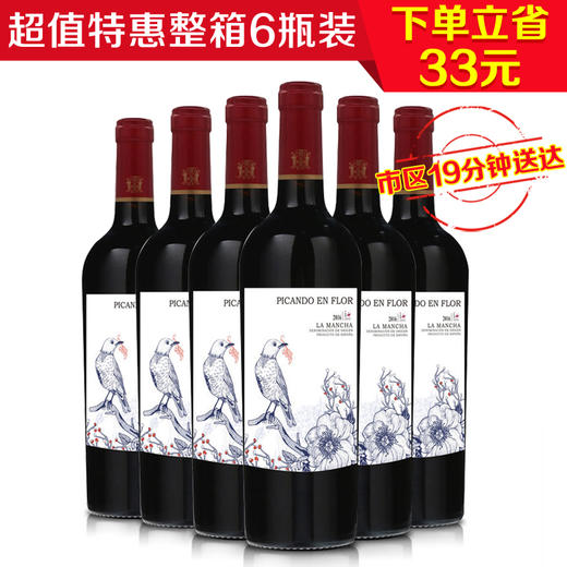 西班牙鹊灵干红葡萄酒750ml(6瓶装)（送6只杯子+醒酒器） 商品图0