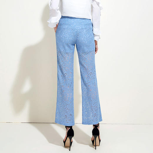 EITIE爱特爱女装夏季显瘦透气蕾丝钩花阔腿直筒休闲裤夏5905616 商品图3