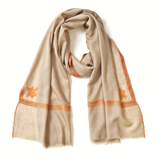 70cm宽 自然色 边绣 克什米尔pashmina羊绒围巾 - 2 商品图3