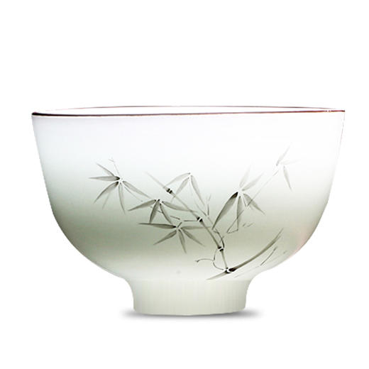 景德镇陶瓷功夫茶具.手绘粉彩青瓷小单杯（竹子） 商品图0