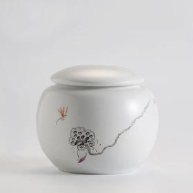 景德镇陶瓷茶叶罐.手工手绘密封罐（莲蓬）