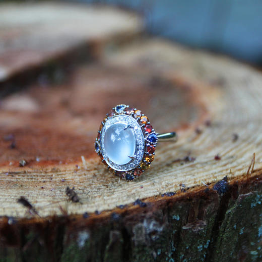 高冰白蛋翡翠多彩戒指【定制】 商品图1