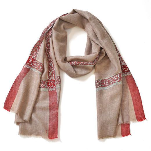 70cm宽 自然色 半绣 克什米尔pashmina羊绒围巾 商品图7