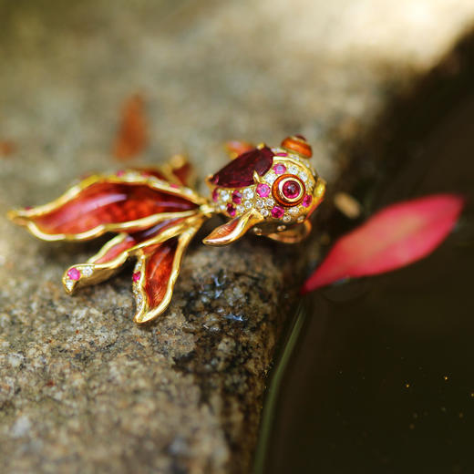 「金鱼」红珐琅金鱼胸针/吊坠【仅现货】 商品图2