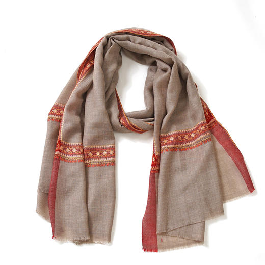 70cm宽 自然色 半绣 克什米尔pashmina羊绒围巾 商品图1