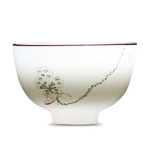 景德镇陶瓷功夫茶具.手绘粉彩青瓷小单杯（莲蓬） 商品图0