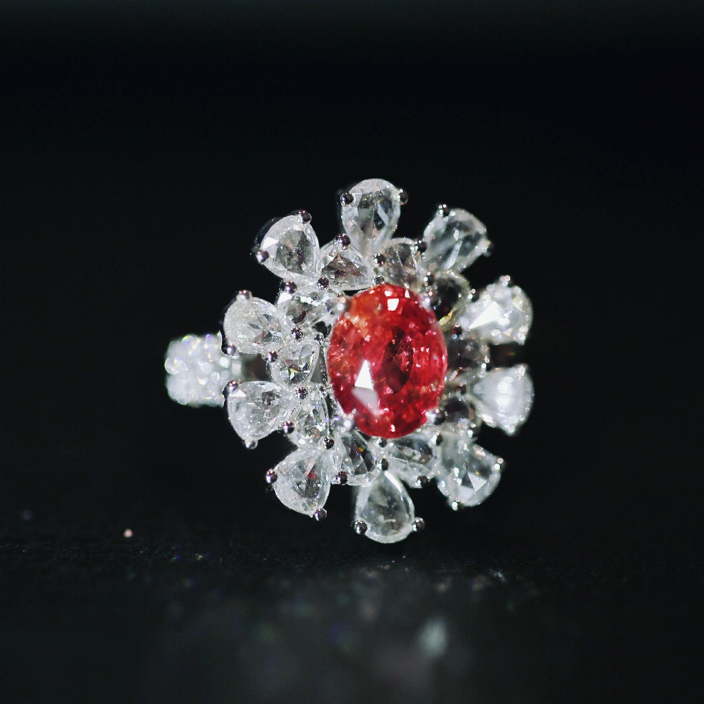 【珝设计】无烧帕帕拉恰莲花蓝宝石(温莎产地,大美无言)