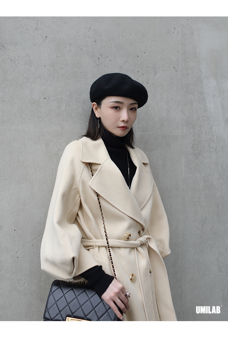 绵暖婴儿肌肤般的丝滑堆堆领全羊绒针织衫女秋冬黑色羊腿袖毛衣