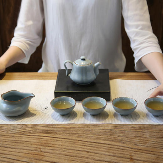 景德镇陶瓷功夫茶具.汝窑单杯品茗杯（天青） 商品图3