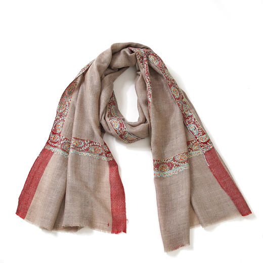 70cm宽 自然色 半绣 克什米尔pashmina羊绒围巾 商品图0