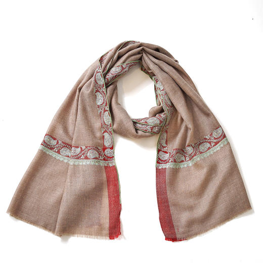 70cm宽 自然色 半绣 克什米尔pashmina羊绒围巾 商品图8
