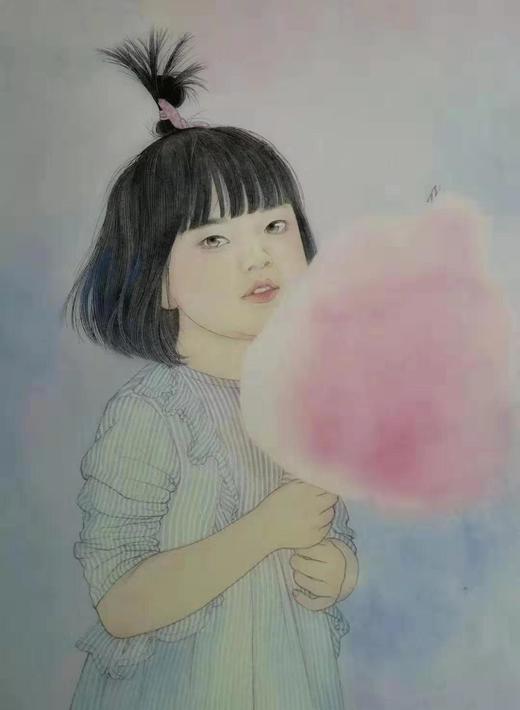 置爱艺术家定制儿童肖像工笔画刘莹莹作品