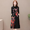 YWE-XQD-MB1956新款长袖大码高领印花连衣裙 商品缩略图0