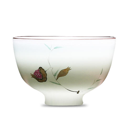 景德镇陶瓷功夫茶具.手绘粉彩青瓷小单杯（石榴） 商品图0