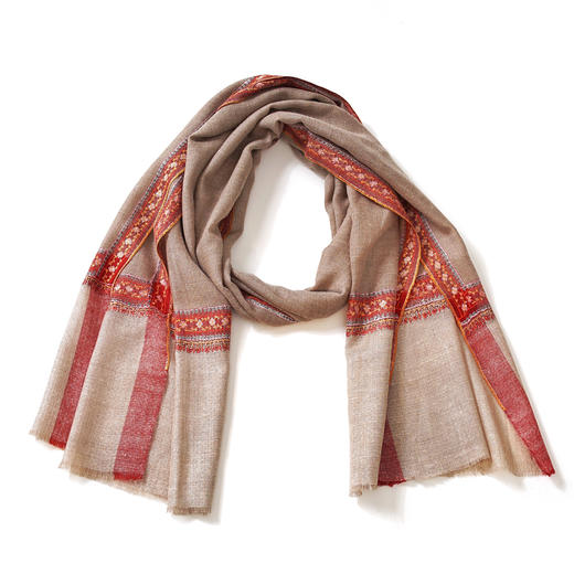 70cm宽 自然色 半绣 克什米尔pashmina羊绒围巾 商品图10