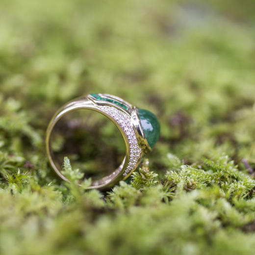 「倾城」翡翠祖母绿钻石戒指【现货14#】 商品图2