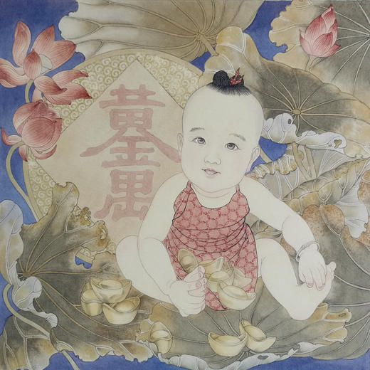 置爱艺术家定制｜儿童肖像工笔画 刘莹莹作品 商品图7