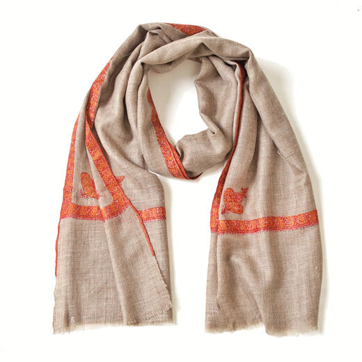 70cm宽 自然色 边绣 克什米尔pashmina羊绒围巾 - 2 商品图2