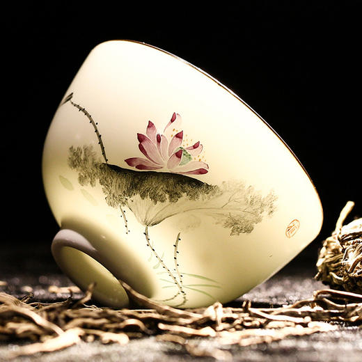 景德镇陶瓷功夫茶具.手绘粉彩青瓷小单杯（竹子） 商品图4