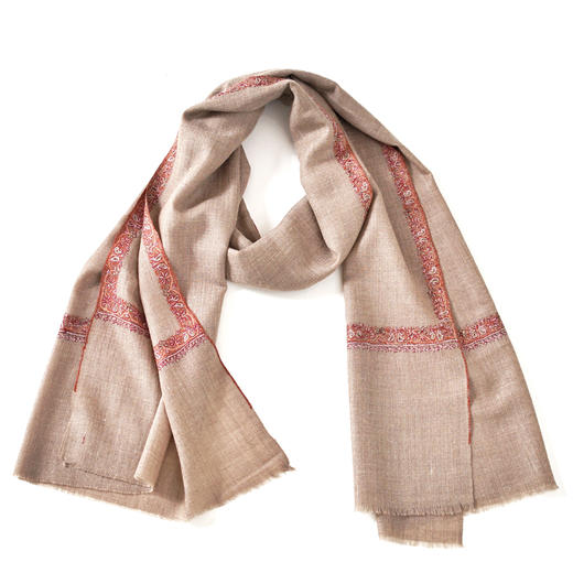 70cm宽 自然色 边绣 克什米尔pashmina羊绒围巾 - 3 商品图11