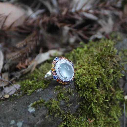 高冰白蛋翡翠多彩戒指【定制】 商品图2