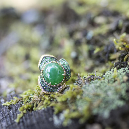 三叶草绿翡黄金戒指/吊坠（定制周期40天） 商品图2