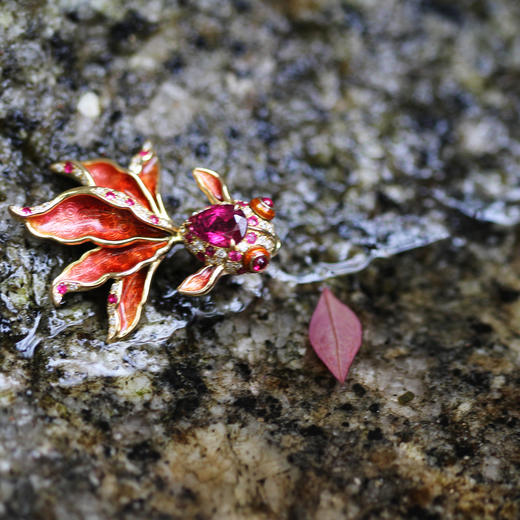 「金鱼」红珐琅金鱼胸针/吊坠【仅现货】 商品图1