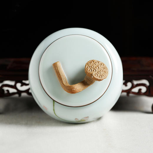 景德镇陶瓷茶叶罐.手工莲蓬存茶罐 商品图1