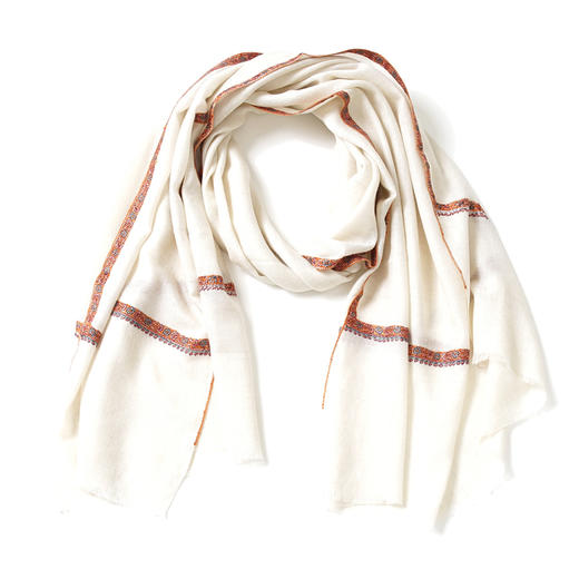 70cm宽 米白色 边绣 克什米尔pashmina羊绒围巾 - 2 商品图9