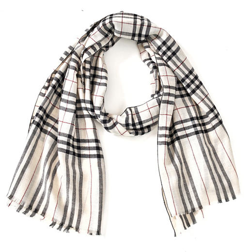 70cm宽 条纹格子 克什米尔pashmina羊绒围巾 商品图5