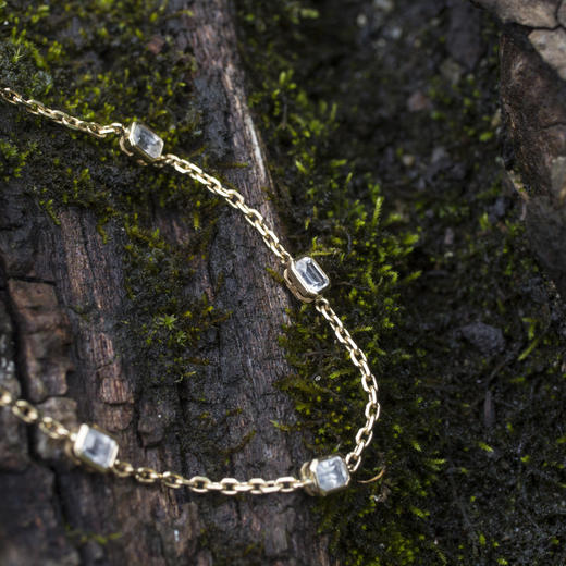 【定制款】无色蓝宝石黄金手链 商品图1