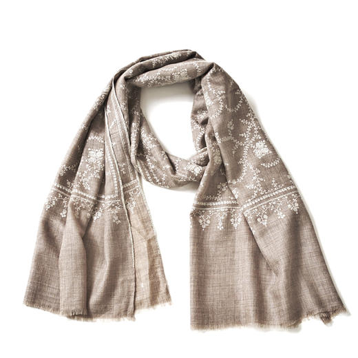 70cm宽 自然色 满绣 克什米尔pashmina羊绒围巾 - 1 商品图11