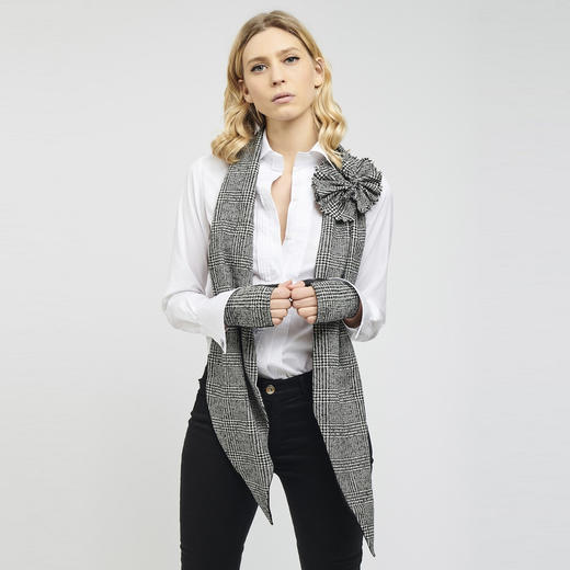 北京仓｜Catherine Osti-Gaelle-经典黑白格纹 围巾［法国设计师］ 商品图0