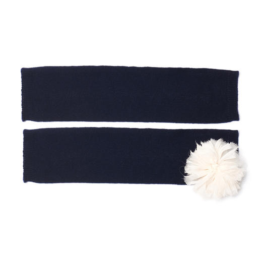 北京仓｜Catherine Osti-Mittens-海军蓝 露指手套 裸粉花［法国设计师］ 商品图0