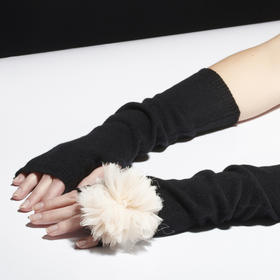 北京仓｜Catherine Osti-Mittens-黑色 露指手套 裸粉花色［法国设计师］