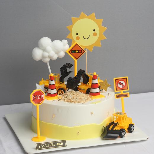 【优品系列】---【小小挖掘机】送男孩、周岁生日蛋糕 商品图0