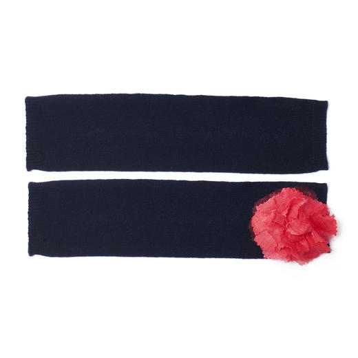 北京仓｜Catherine Osti-Mittens-海军蓝 露指手套 红花款［法国设计师］ 商品图1